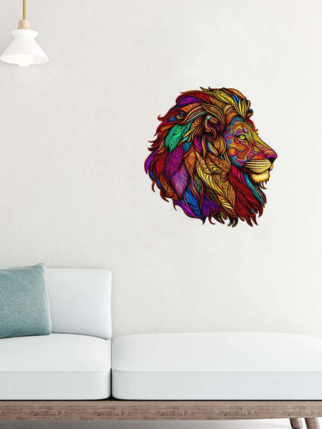 King of the Jungle Lion Wooden Jigsaw Puzzle Irregular Shaped Pieces
