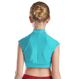 Girls Dance Crop Tops Figure Skating Modern Dance Gymnastics Stage Performance