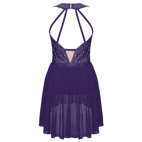 Girls Rhinestone Modern Contemporary Dance Ballet Dress Leotard Costume