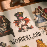 Alice In Wonderland 3 sheets A5 RUB ON Transfer Sticker Scrapbooking Junk Journal DIY Crafts