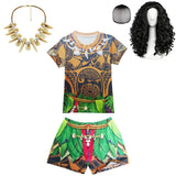 Maui Kids Cosplay 2Pcs Print Moana Boys Swimsuits Top and Shorts Children's Swimwear Book Week Costumes