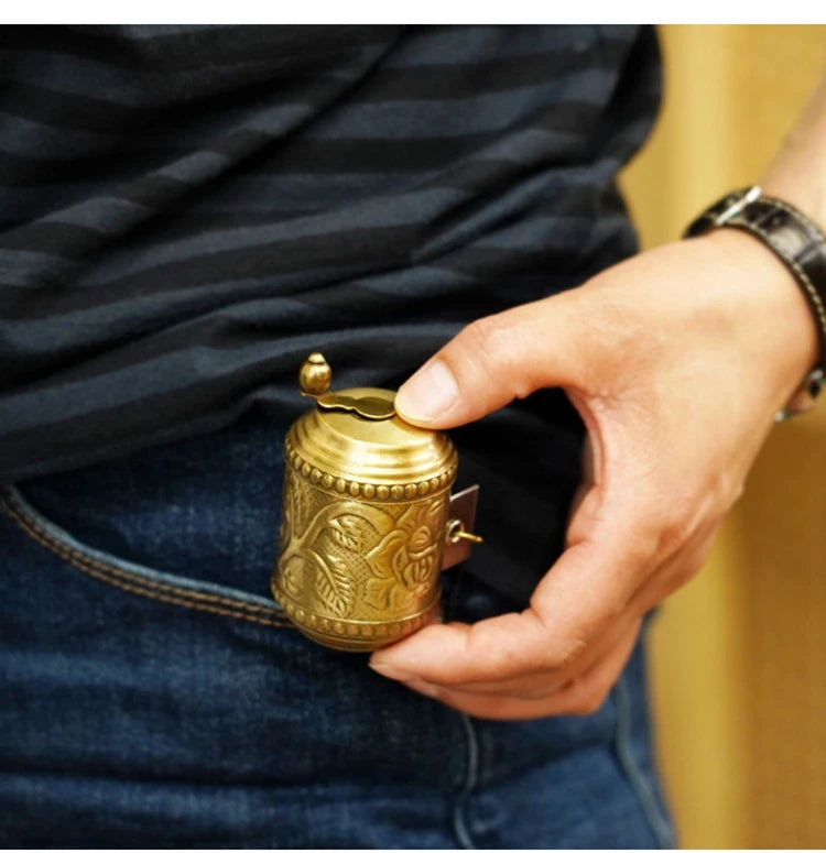150cm Brass Floral Relief Hand-Cranked Tape Measure
