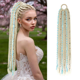 24" Beaded Boho Braided Ponytail Extension Viking Ties Dreadlock Synthetic Hairpiece