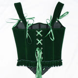 Delphine's Velvet Corset Over Bust Lace Up Boned Bodice 4 Colours