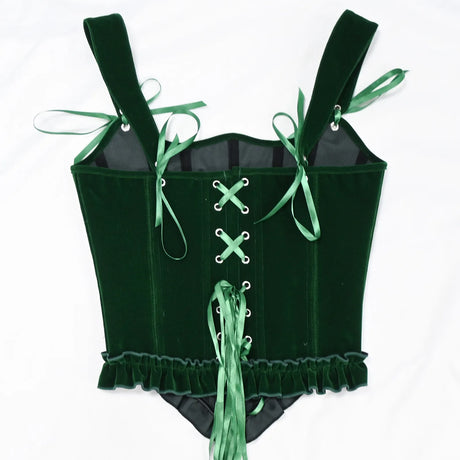 Delphine's Velvet Corset Over Bust Lace Up Boned Bodice 4 Colours