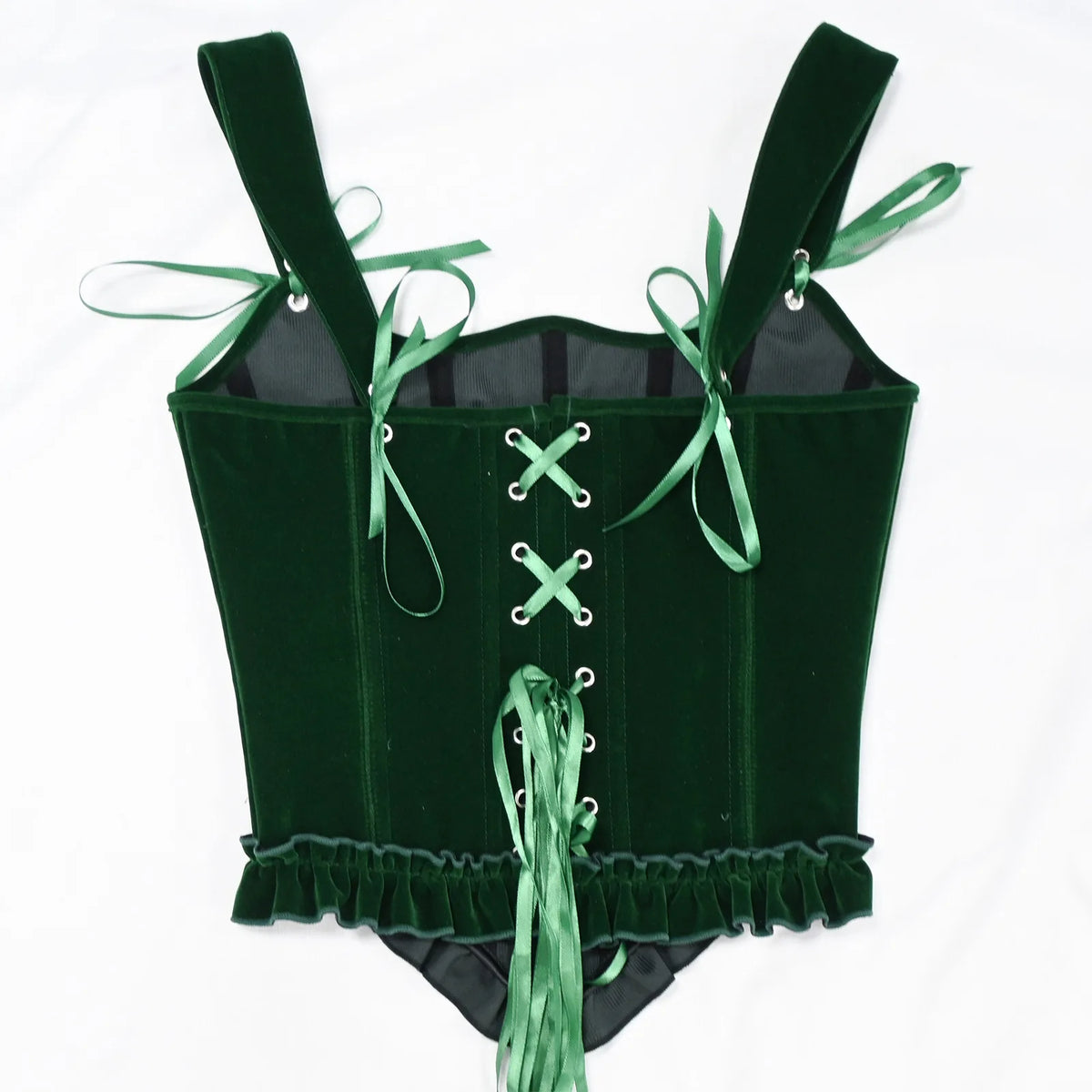 Delphine's Velvet Corset Over Bust Lace Up Boned Bodice 4 Colours