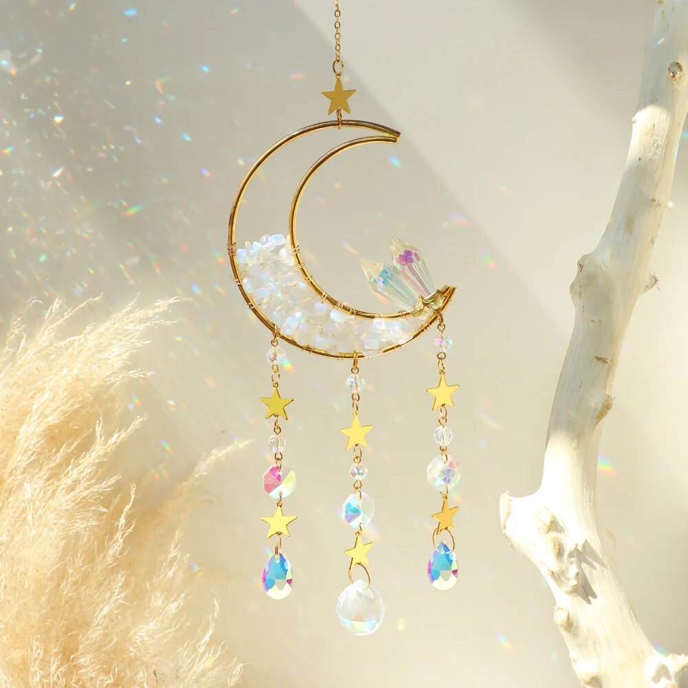 Sun Catcher Moon Crystal Rainbow Prism Garden Home Decor