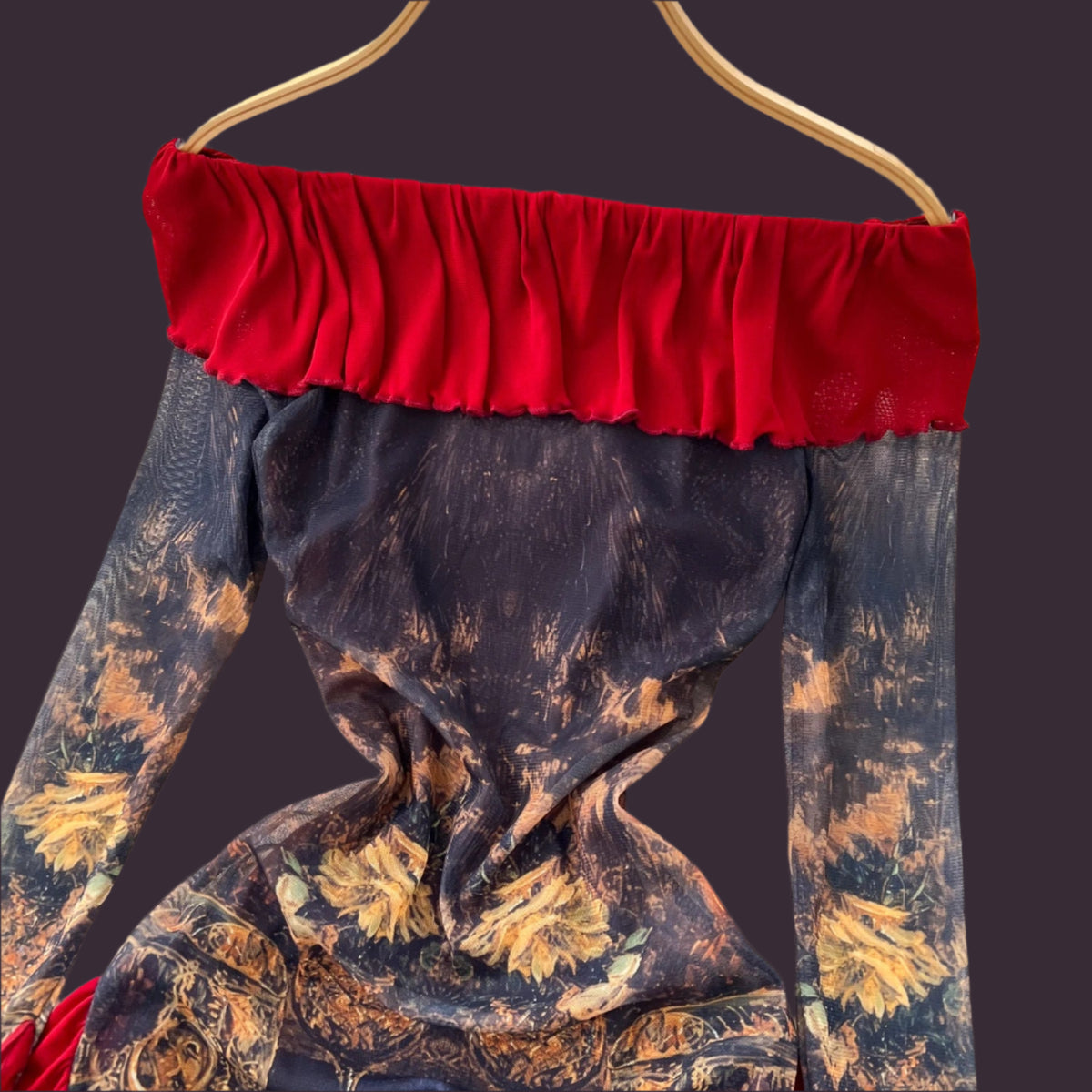Madelegna's French Renaissance Oil Painting Long Sleeve Dress