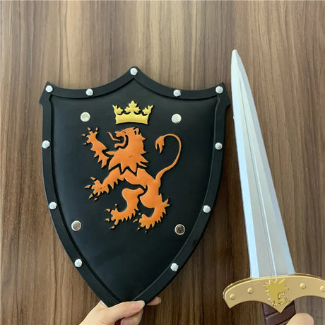 Kids Toy Golden Lion Shield Sword Sets PU Cosplay Role Play Props