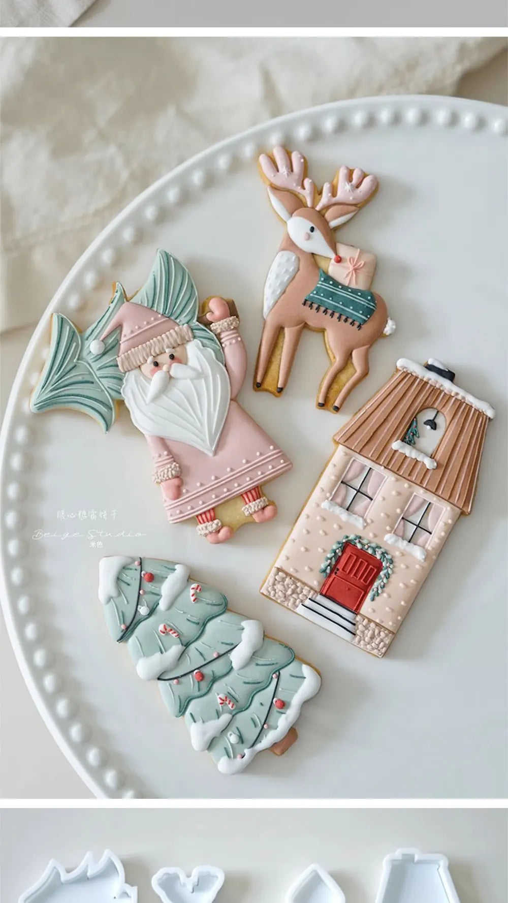 Christmas Nordic Style Cookie Cutters Santa Elk House Xmas Tree