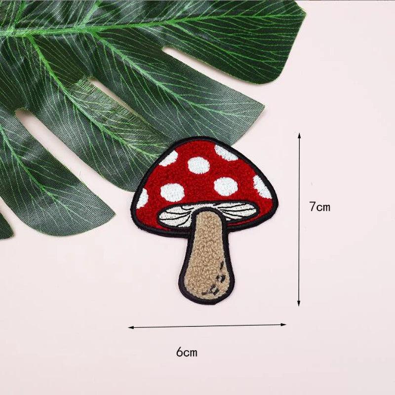 A Pair of Red Mushroom Iron-On Patches DIY Crafts