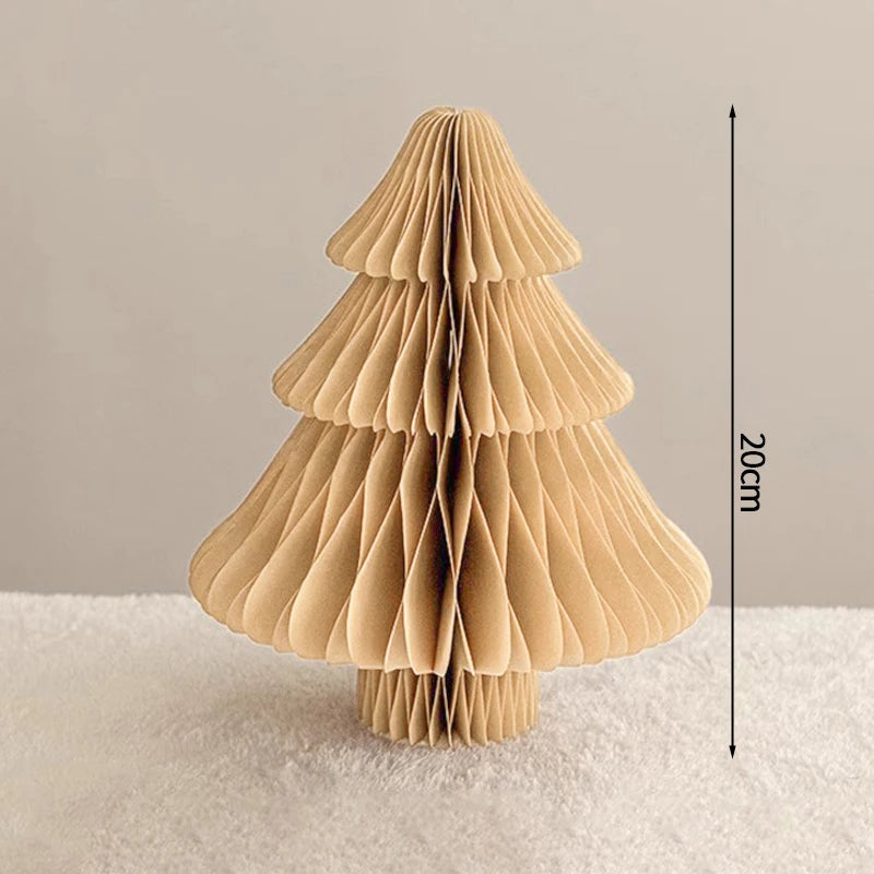 Christmas Paper Honeycomb Decorations Ball Folding Christmas Tree Table 3D Ornaments