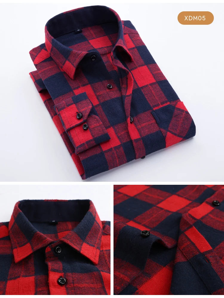 Woodsman Slim-fit Brushed Flannel Plaid Shirts 13 Colours