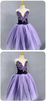 Perfect Purple Velvet Top Ballet Tutu Dress Professional Dance Performance Long Dress