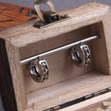 Viking Rivet Stainless Steel Huggie Hoop Earrings for Men with Wooden Box