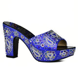 Paisley Summer Open Toe Platform High Heel Slides Shoes Comfortable Wedge Sandals