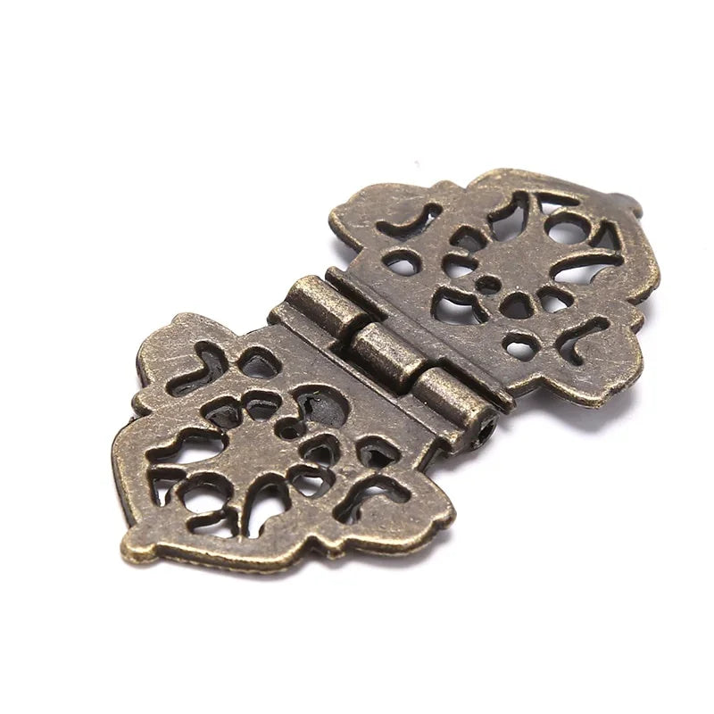 Three Vintage Flower Metal Hinges Furniture Hardware