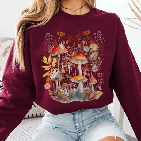 Mushroom Goblincore Cottagecore Fleece Sweatshirt Naturecore Jumper