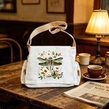 Dragonfly Print Canvas Shoulder Bag Crossbody Messenger Bag