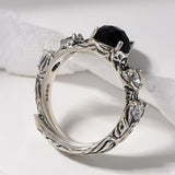 Eternal Night Forest S925 Sterling Silver Ring Agate Zircon