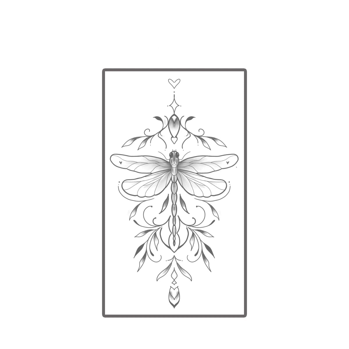 Symmetric Dragonfly Flower Leaf Temporary Tattoo