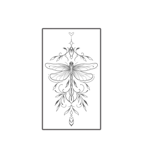 Symmetric Dragonfly Flower Leaf Temporary Tattoo