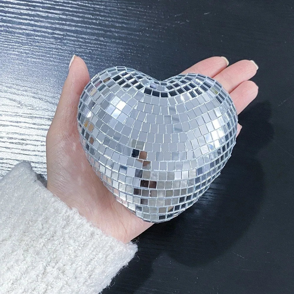 Heart-Shaped Disco Mirror Ball Decorations