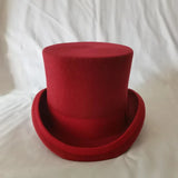 100% Wool Flat Top Hats Solid Colours Wide Ribbon Magician Performance Hat