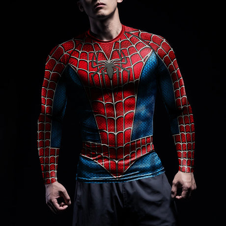 Spiderman Rash Guards Compression Shirts Men Workout Long Sleeve Tops Fitness Sportswear