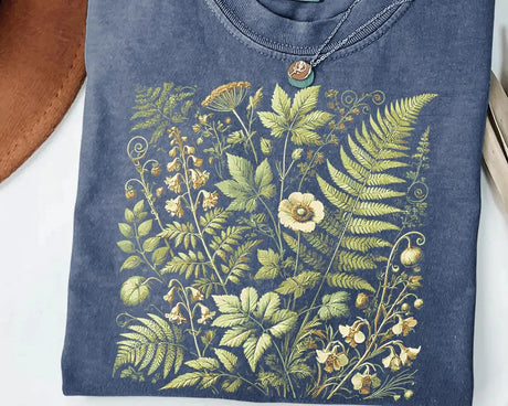 Botanical Fern Wildflower T-Shirt Cottagecore Nature Tee
