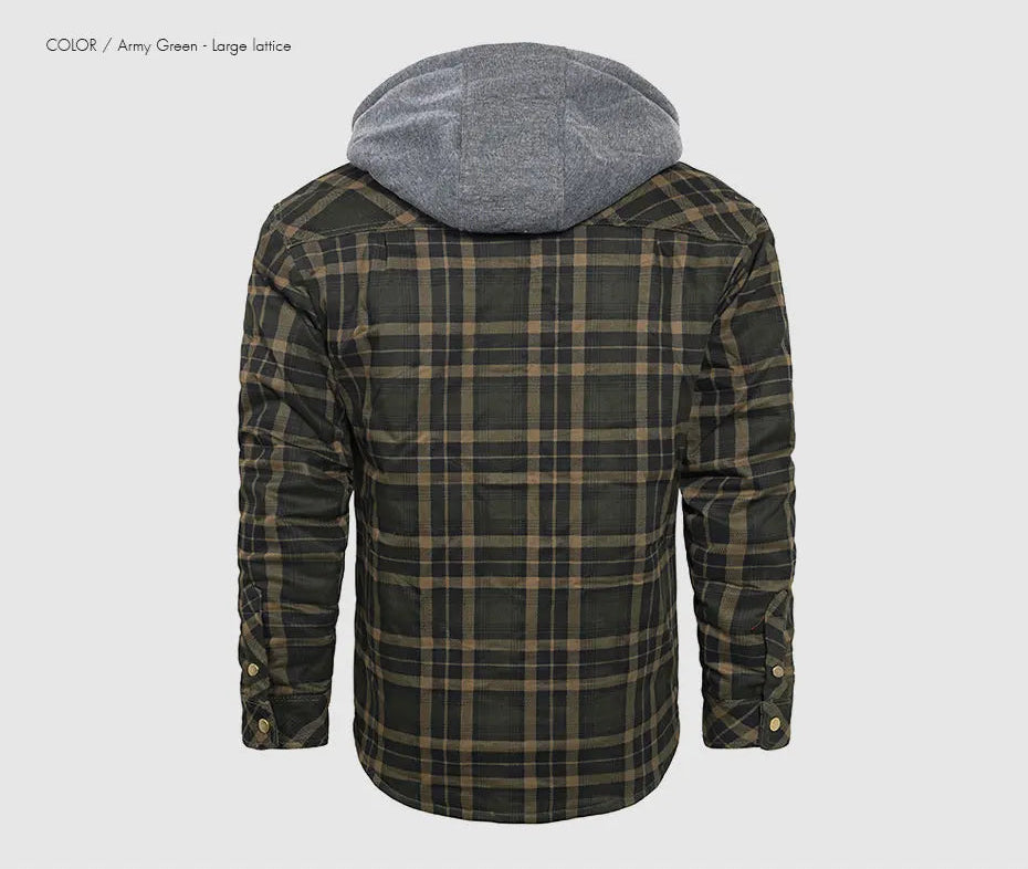 Woodsman Cotton Plaid Hooded Jacket Thick Warm Winter Plaid Shirts