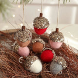 Wool Felt Glittery Acorn Ornaments Christmas Tree Hanging Decor