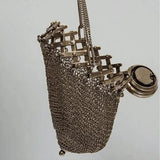Handmade Victorian Silver Twist Lid Gate Mesh Coin Purse