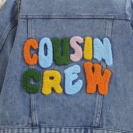 Cousin Crew and Sisters Letter Printed Denim Jackets for Girls