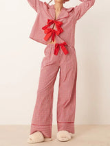 Christmas Pyjamas Big Red Bow 2 Piece PJs Set Sleepwear