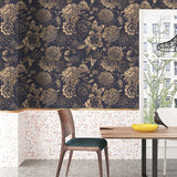 Ink Floral Self Adhesive Wallpaper Black Flower Removable Peel and Stick Wallpaper