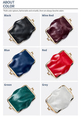 Genuine Leather Double Clamp Coin Purse Small Wallet Bag Pouch