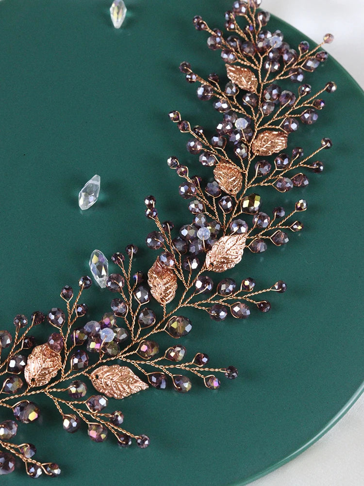 Purple Crystal Bridal Headdress Hair Accessories