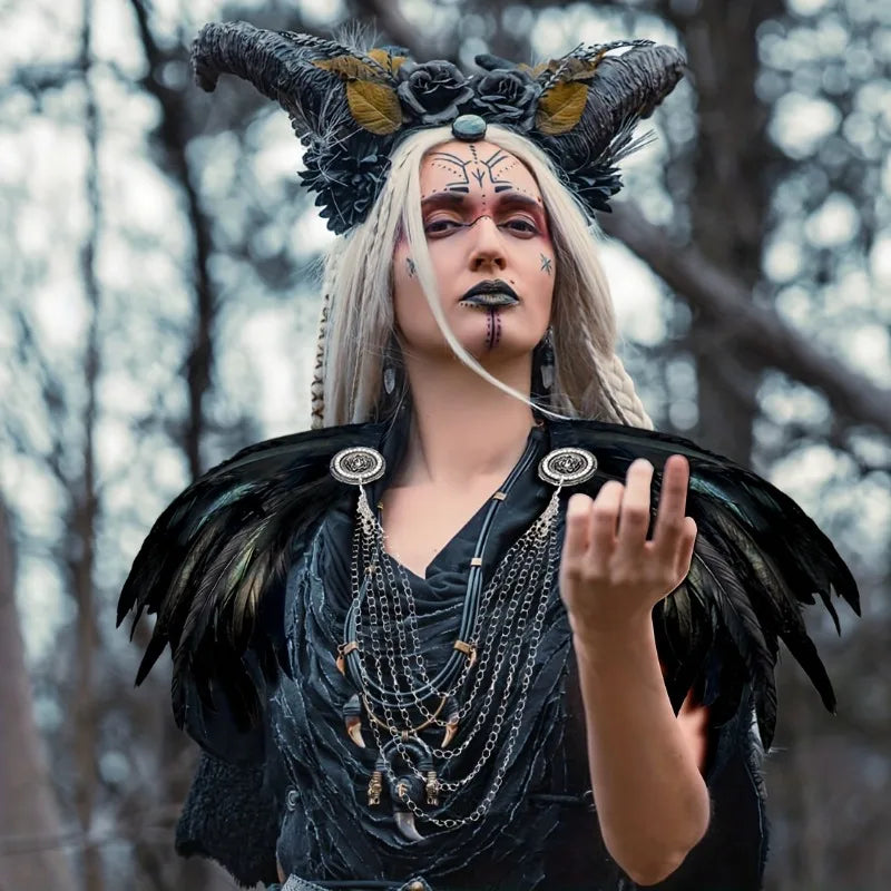 Feather Cape Shawl Medieval Costume Accessories Cosplay Masquerade & Halloween Party
