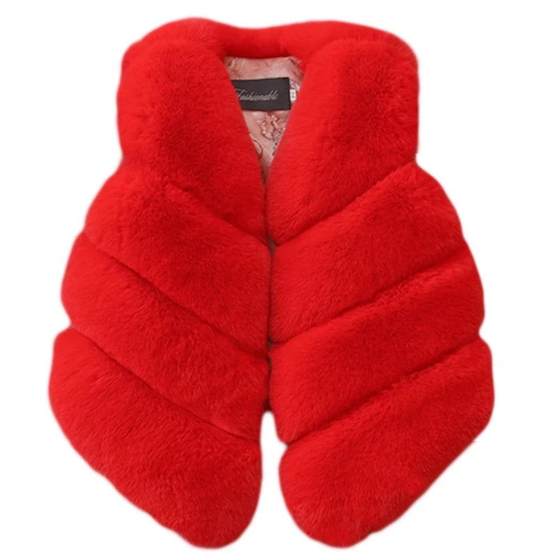 Baby Girls Faux Fur Vest Winter Outfits Kids Warm Sleeveless Coat Infant Toddler 6M-7Y Outerwear