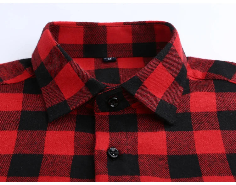 Woodsman Slim-fit Brushed Flannel Plaid Shirts 13 Colours