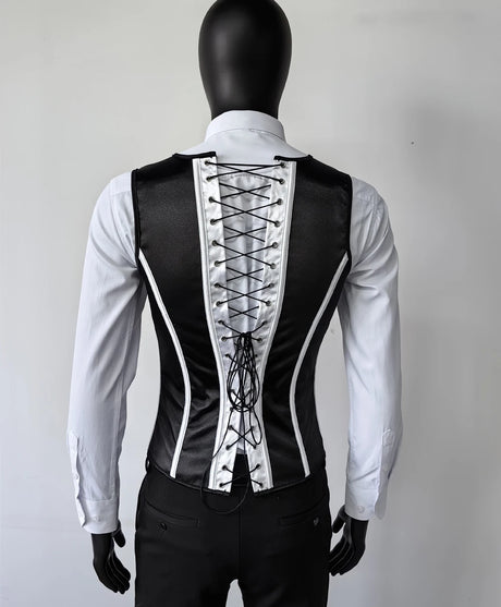 Vintage Circus Men's Boned Waistcoat Corset Vest Lace Up Burlesque Performance Stage Costume