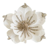 24cm Large Glitter Christmas Flowers Artificial Magnolia Flower Ornament Floral Xmas Tree Decorations