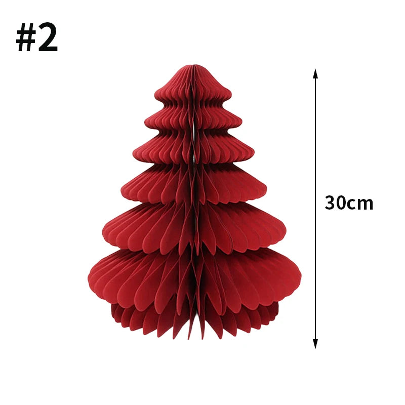 Christmas Paper Honeycomb Decorations Ball Folding Christmas Tree Table 3D Ornaments