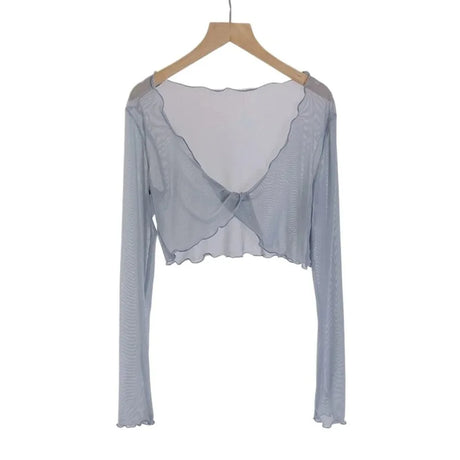 Mesh Dance Tops Bolero Shrug Tie Front