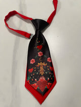 Flower Flaming Heart Necktie Men Women Double Layer Knot-free Ties For Shirt Boy Girls Performance