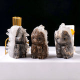 One Crystal Hedgehog Figurine Natural Healing Stone Clear Quartz Cluster Home Decor