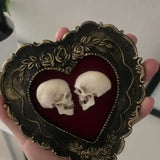 Framed Miniature Lover Skulls Resin Dark Academia Wall Art