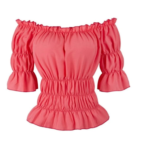 16 Colours Medieval Renaissance Blouses Off Shoulder Steampunk Cosplay Pirate Shirt Corset Top