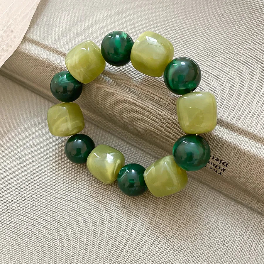 Acrylic Irregular Square Round Beaded Bracelet Vintage Reproduction
